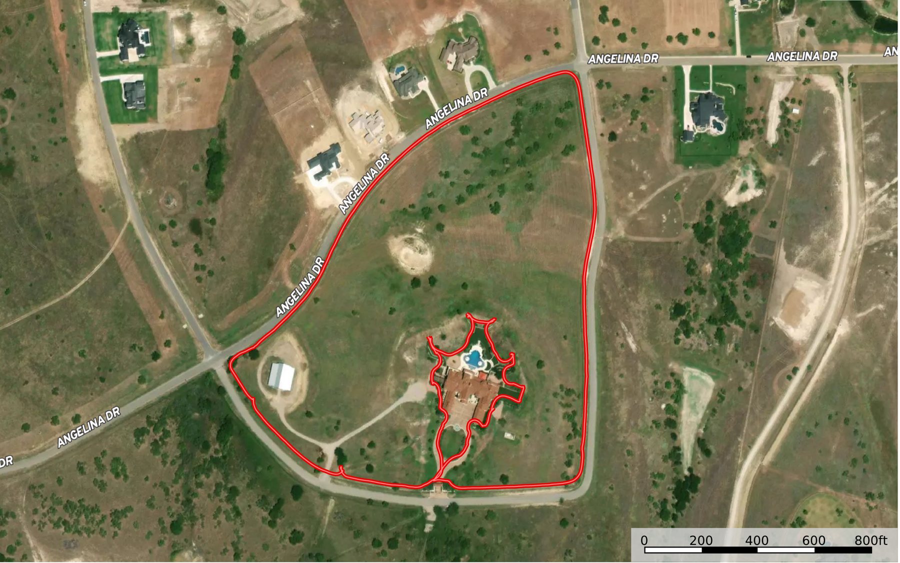 Sample GPS treatment map with treated area outlined in red